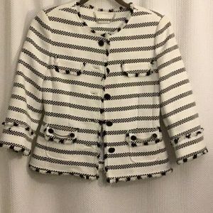 White House Black Market Black and White Striped Tweed Jacket